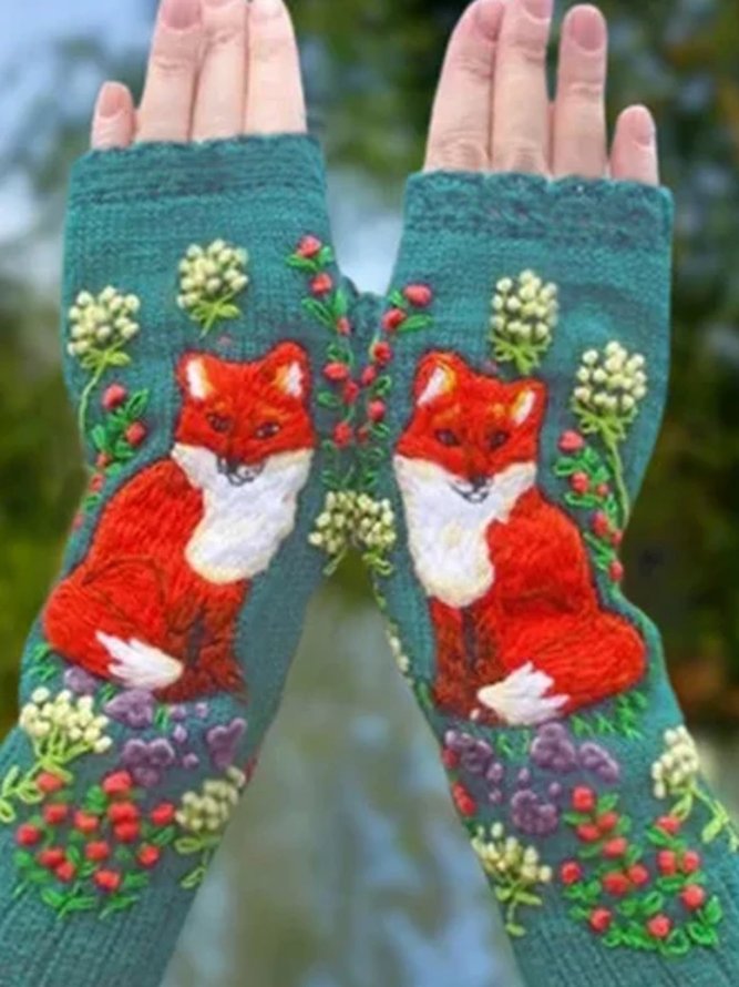 Anniecloth Multicolor Gloves Winter Spring Vintage Polyester Gloves