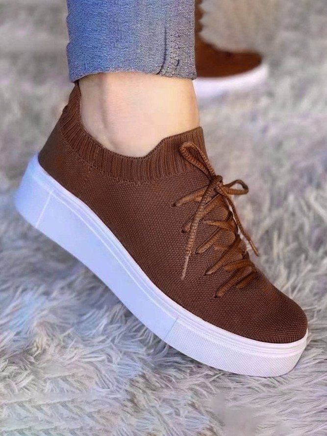 Flying Woven Breathable Lace-up Sports Casual Shoes