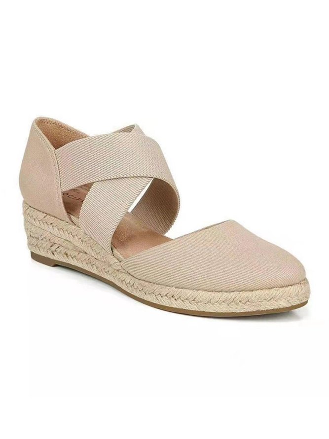 Vacation Style Straw Woven Sole Wedge Heel Shoes