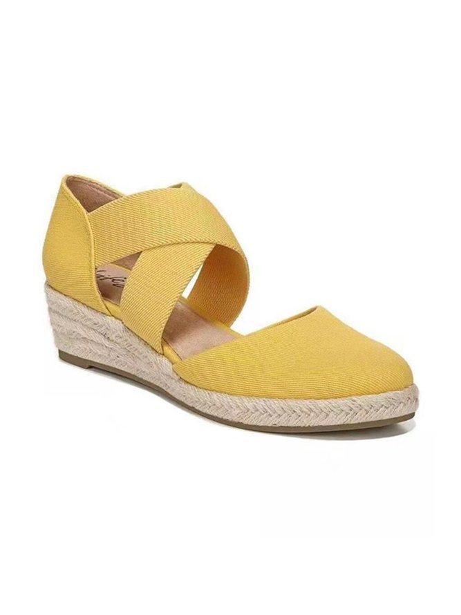 Vacation Style Straw Woven Sole Wedge Heel Shoes