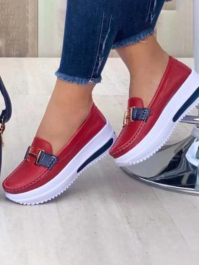 H Gold Buckle Platform Loafers Shoes Anniecloth Flats & Loafers