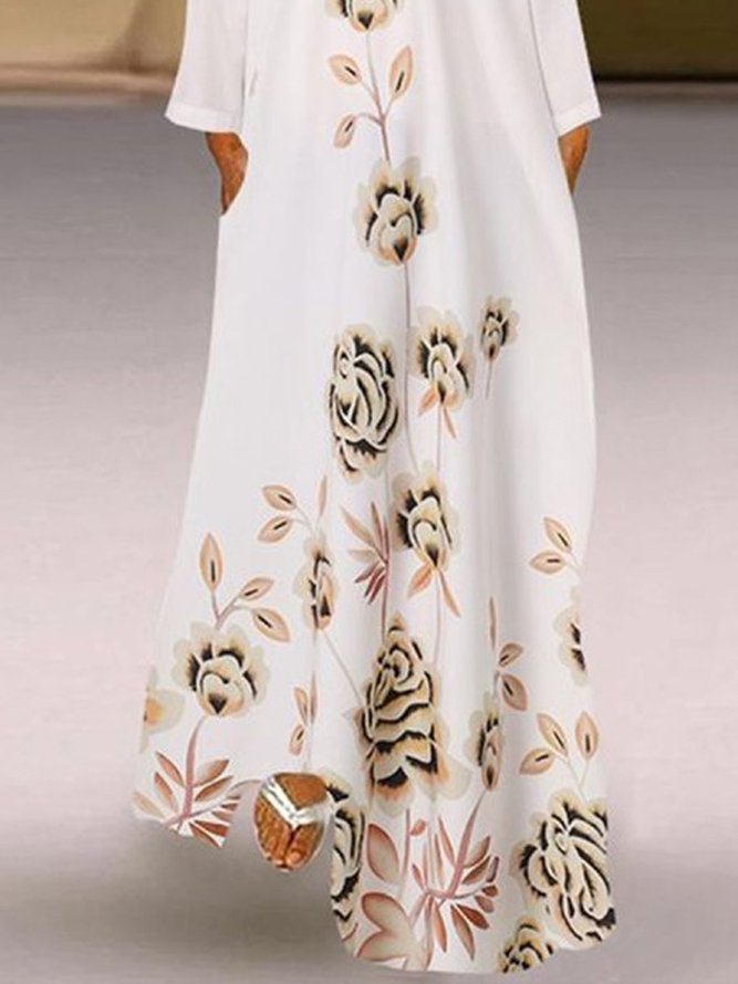 Floral Casual Long Sleeve Weaving Dress