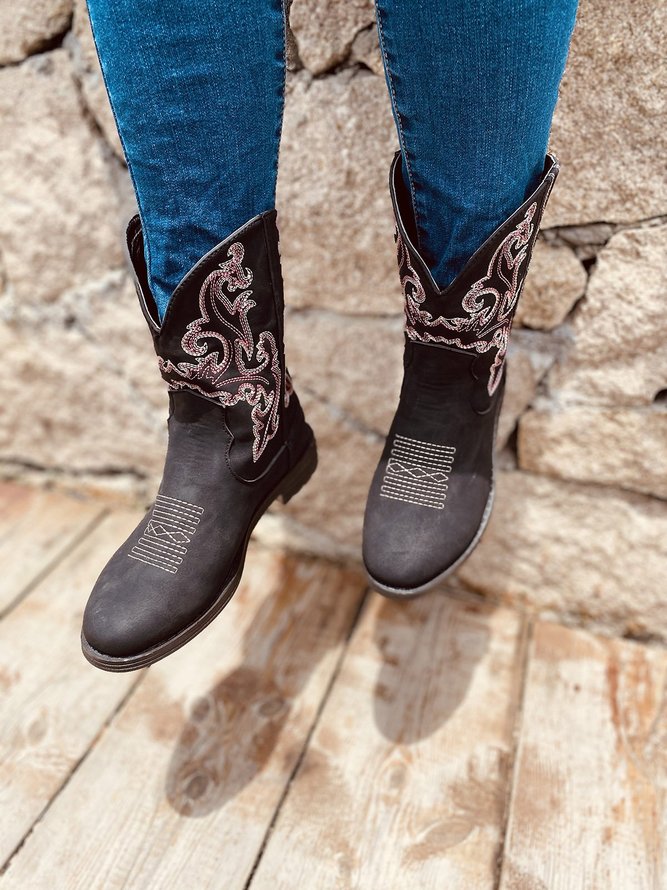 Ethnic Totem Embroidered Western Cowboy Cowboy Boot