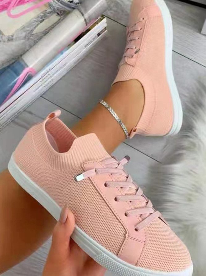 Candy-colored Flying Woven Lace-up Casual Shoes