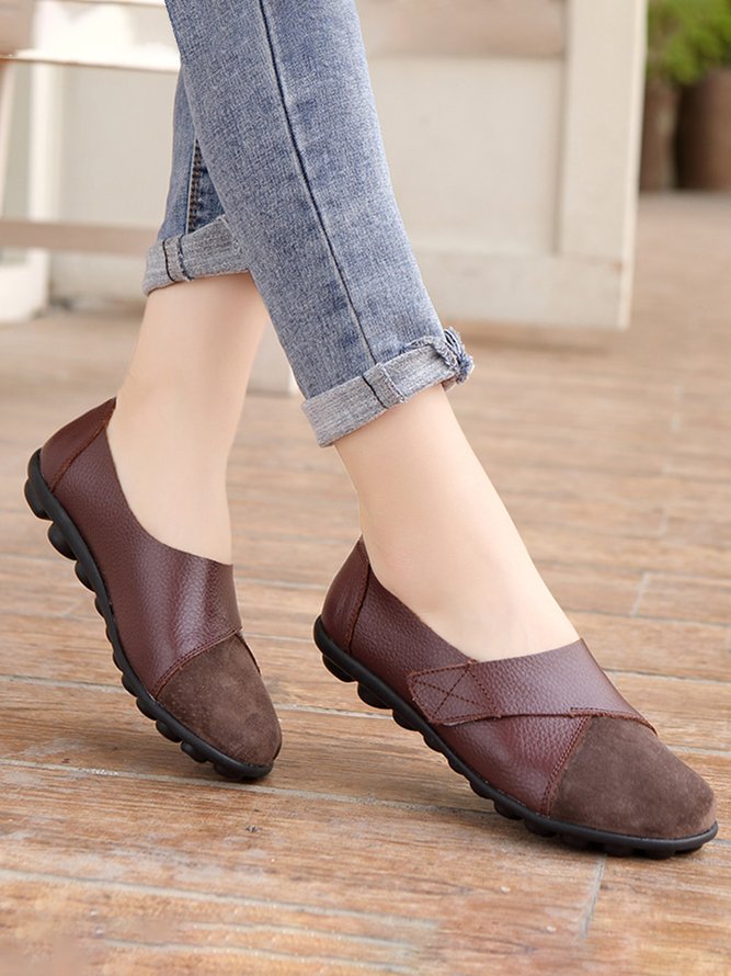 Cowhide Stitching Velcro Casual Shoes
