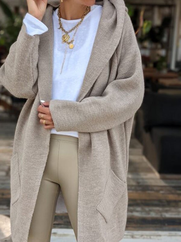 Long Sleeve Hoodie Plain Vintage Sweater coat