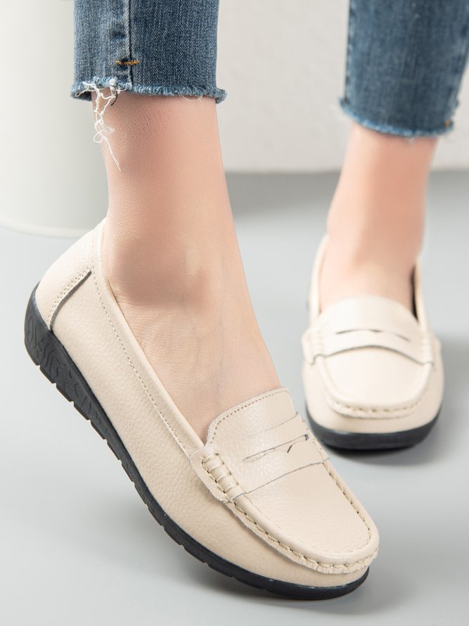 Retro Casual Simple Plain Flat Shoes