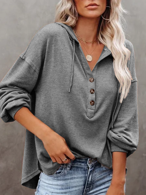 Khaki Long Sleeve Buttoned Sweatshirts