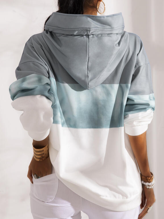 Geometric Long Sleeve Hoodie Cotton-Blend Sweatshirts