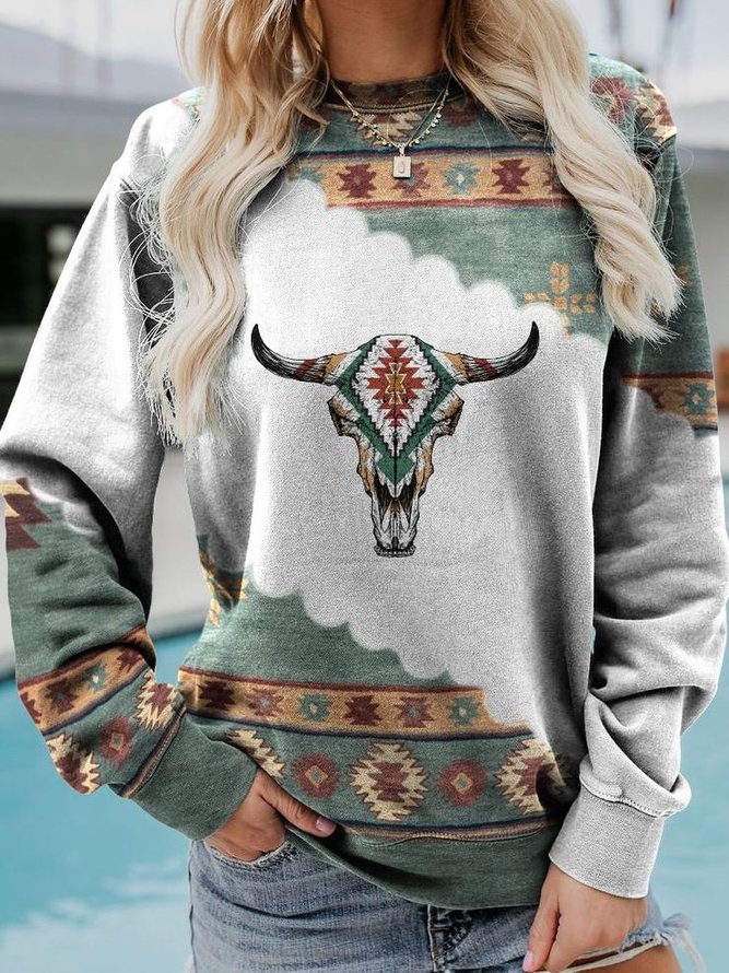 Casual Ethnic Tribal Pattern Sweatshirt