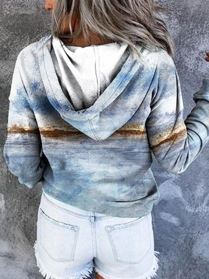 Casual Art Landscape Long Sleeve Hoodie Sweatshirt