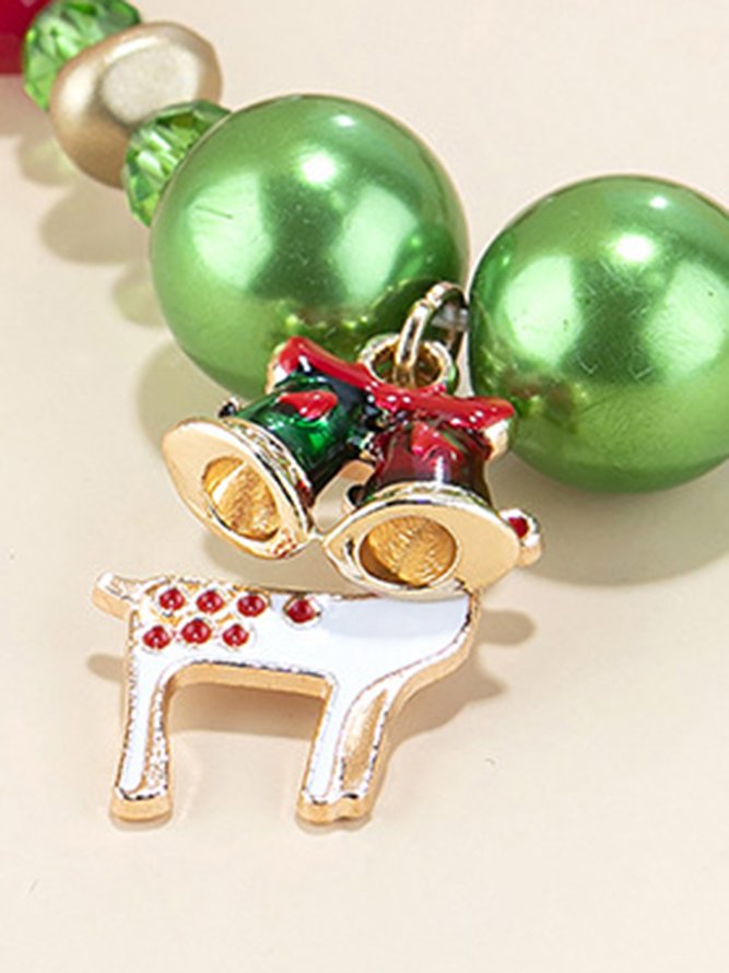 Christmas Elk Crystal Pearl Alloy Bracelet