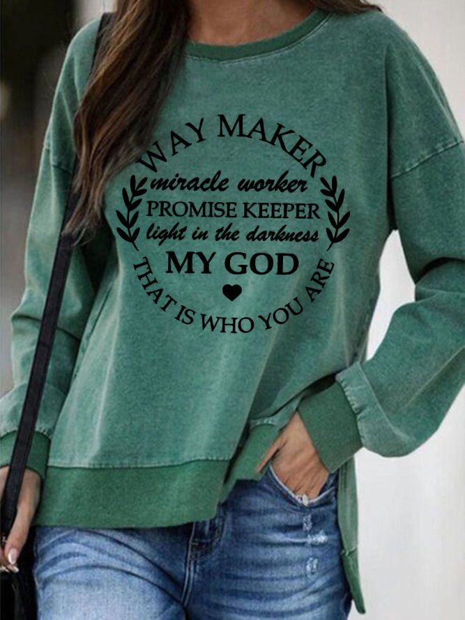 Casual Letter Round Neck Long Sleeves Hoodies & Sweatshirts