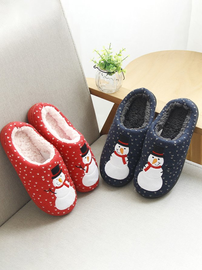 Christmas Snowman Love Cotton Slippers