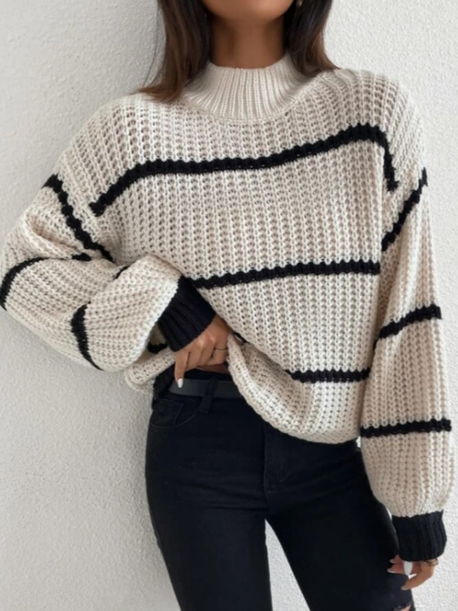 Loosen Round Neck Casual Off Shoulder Sweater
