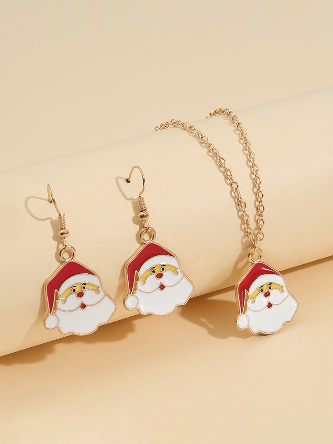 Christmas Santa Earrings Necklace