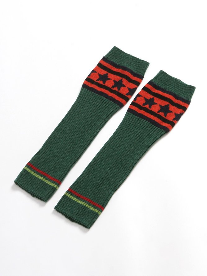 Simple Wool Star Striped Socks
