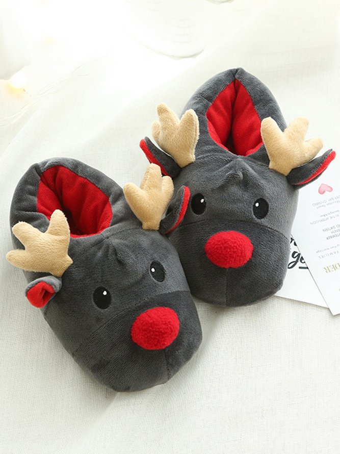 Christmas Elk Cotton Slippers