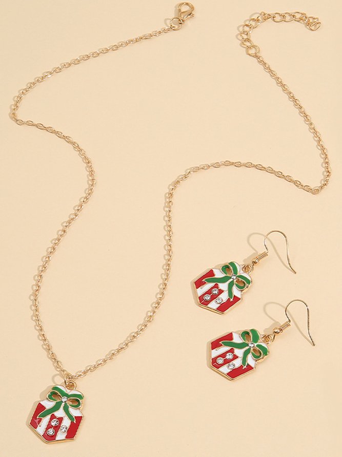 Christmas Gift Rhinestone Earrings Necklace