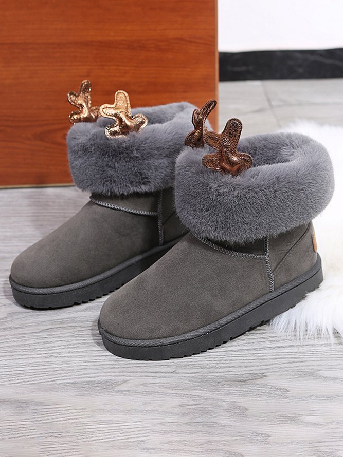 Christmas Fur Antlers Snow Boots