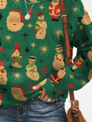 Christmas Cartoon Crew Neck Casual Sweatshirts