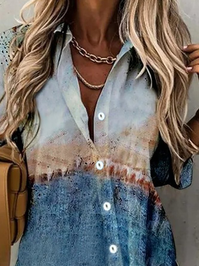 Ombre Vacation Buttoned Shirt & Top