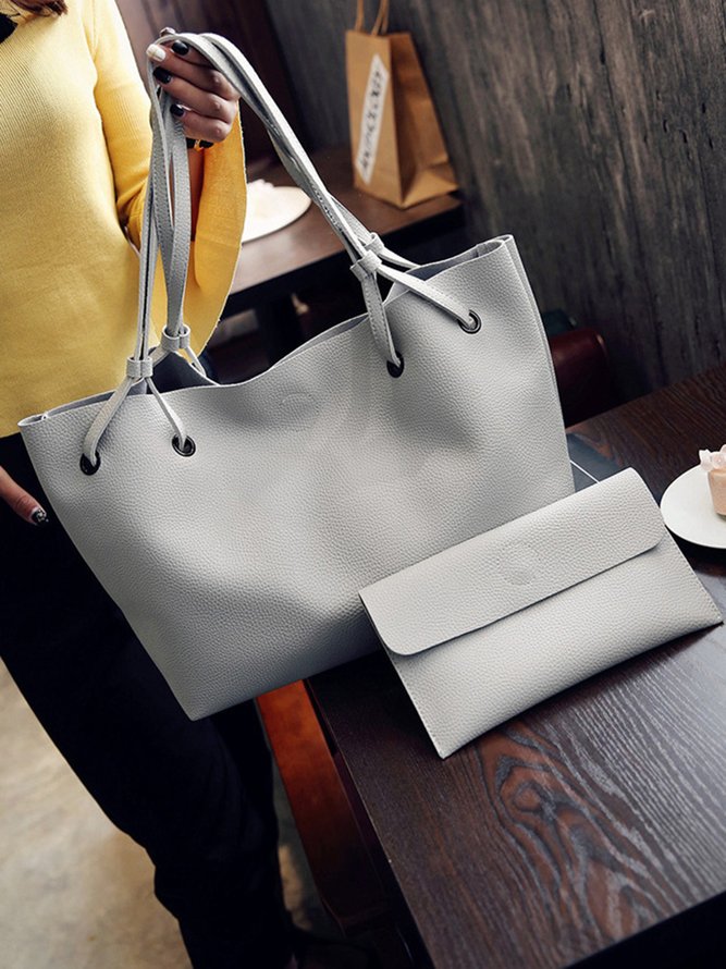 Simple Plain Shopping Bag Handbag Two Pieces