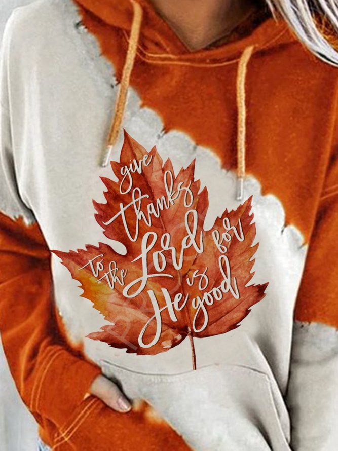 Long sleeved round neck deciduous maple leaf print top women's sweater