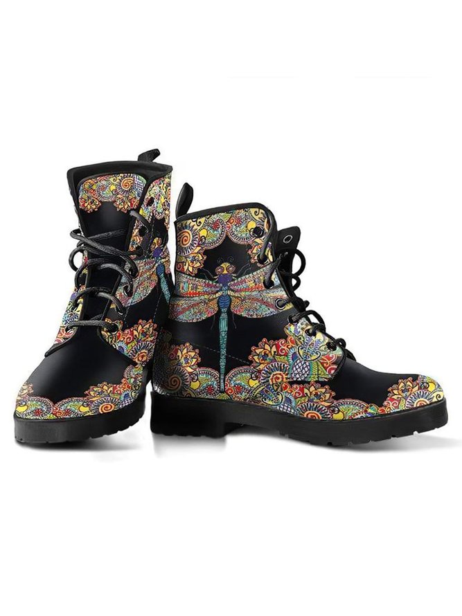 Personalized Dragonfly Abstract Print Martin Combat Boots