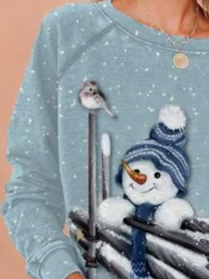 Cotton Blends Christmas Snowman Sweatshirt