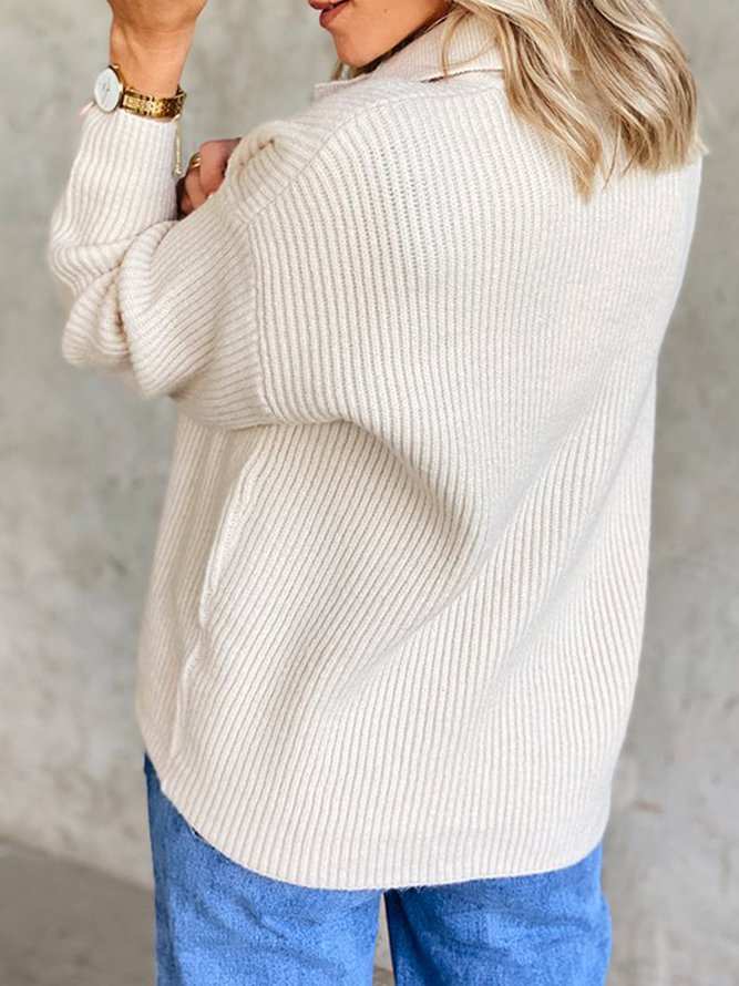 Simple Loosen Polo Sweater
