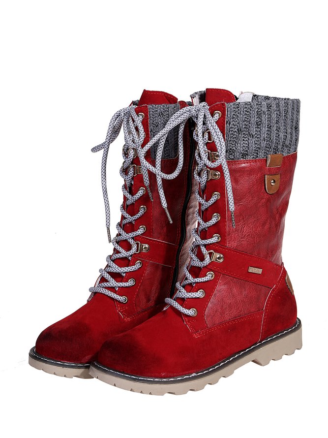 Casual Fabric Stitching And Color-wiping Martin Combat Boots