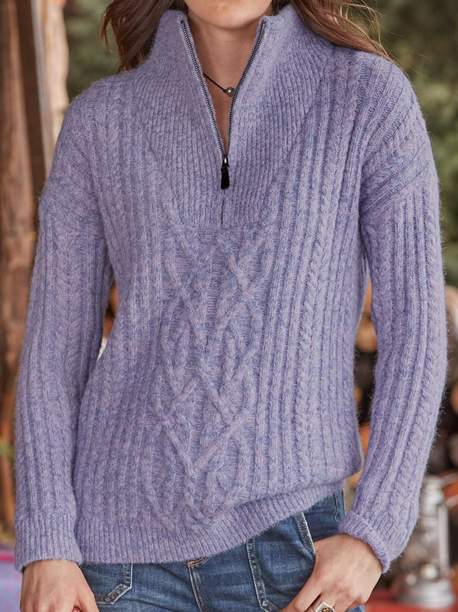 Plain Vintage Stand Collar Sweater