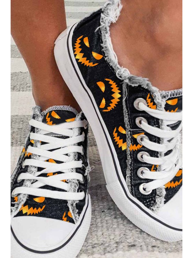 Halloween Scary Face Laceup Sneakers anniecloth