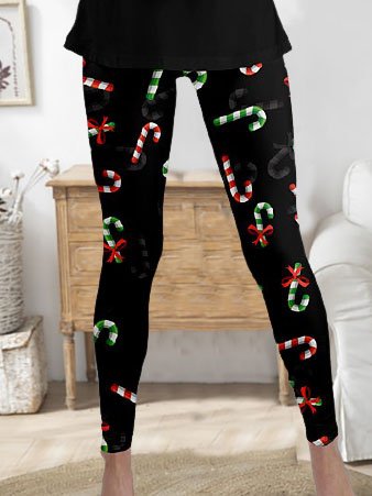 Christmas Printed Skinny Elastic waist Long Pants