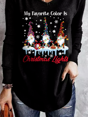 Christmas Snowman Casual V Neck Shirts & Tops