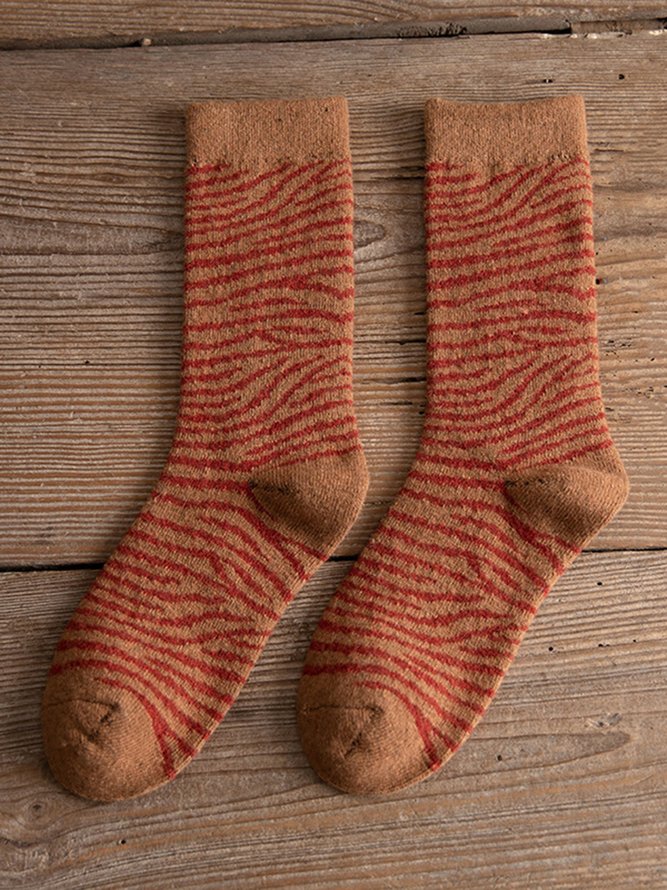 Wool Striped Striped Thermal Socks