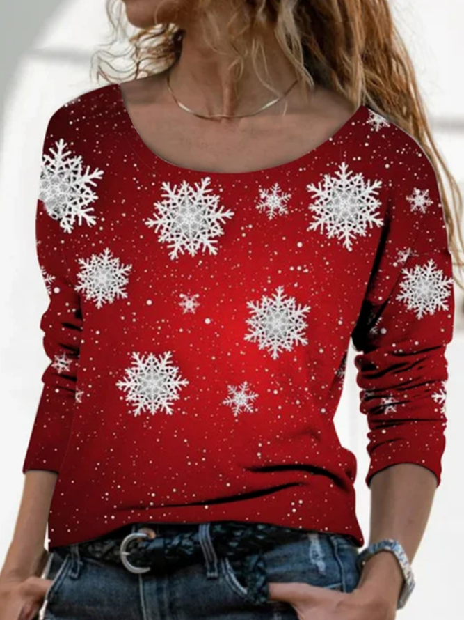 Women Casual Spring/Fall Gradient Pattern Crew Neck Mid-weight No Elasticity Holiday Loose Regular T-shirts