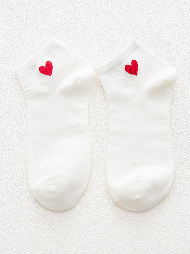 Valentine's Day Simple Heart Jacquard Cotton Socks