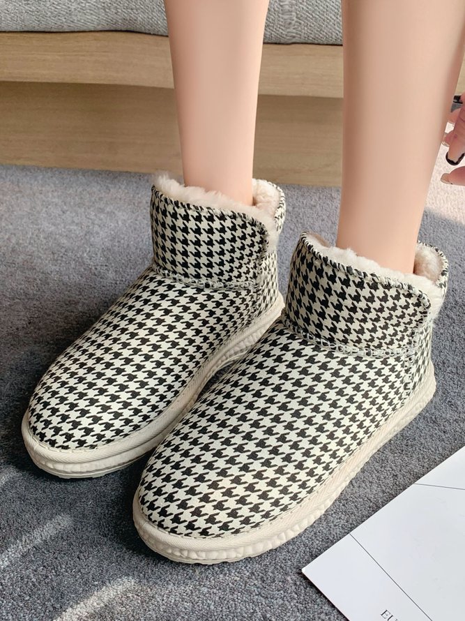 Casual Houndstooth Plus Cashmere Warm Snow Snow Snow Snow Boots