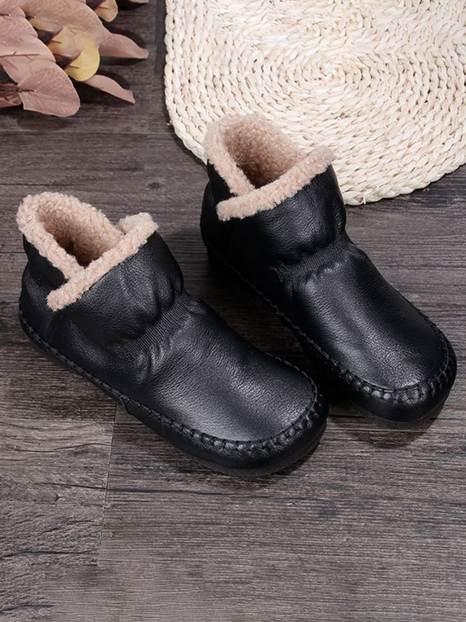 Casual Pleated And Velvet Warm Short Ankle Boots