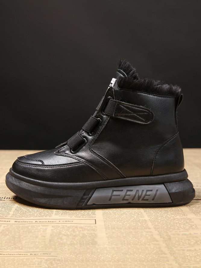 Casual Velcro Plus Velvet Platform Ankle Boots