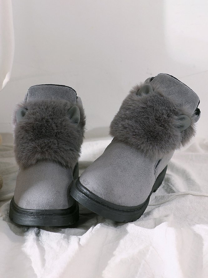 Casual Wool Stitching And Velvet Warm Short Snow Boots