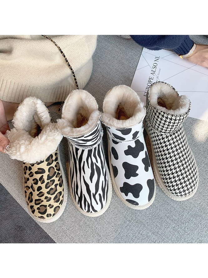 Casual Houndstooth Plus Cashmere Warm Snow Snow Snow Snow Boots