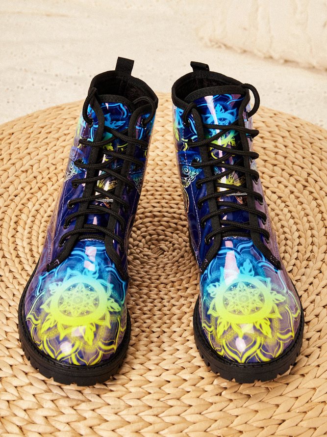 Casual Butterfly Print Martin Boots
