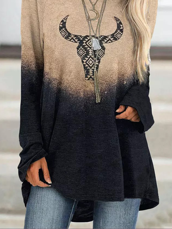 Round Neck Ombre Casual Shirt & Top
