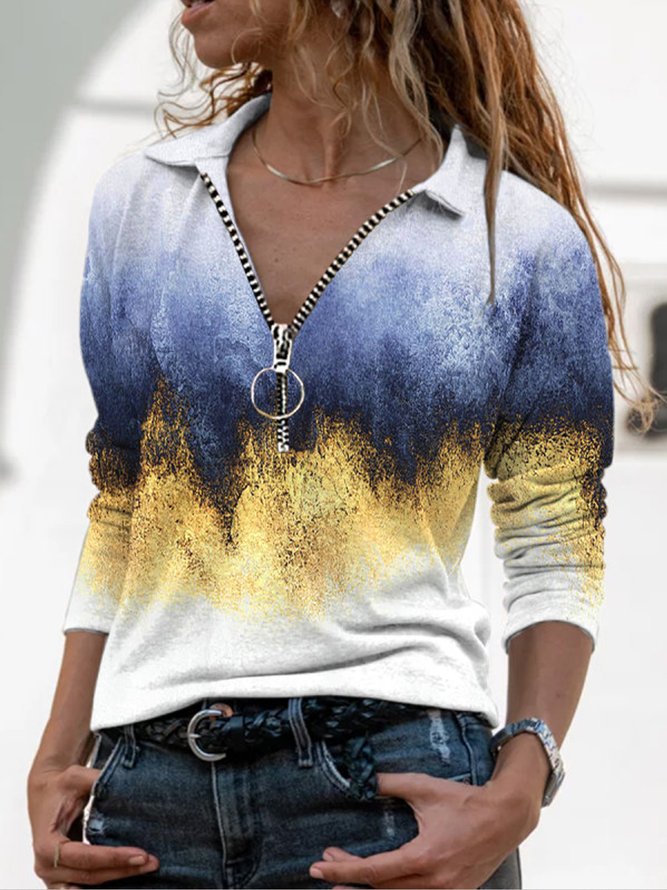 Casual Abstract Lapel Shirt & Top