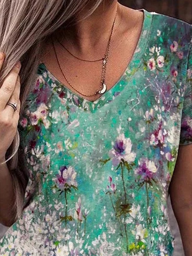 Loosen Casual Floral Shirts & Tops