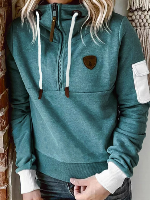 Casual Hooded Cotton Blends Sweatshirt