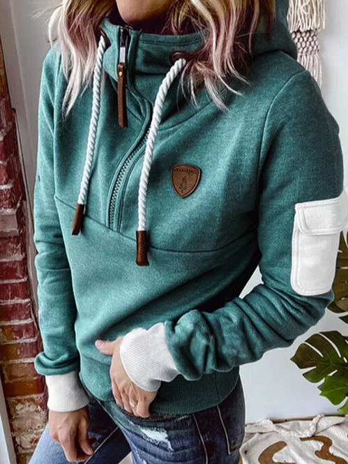 Casual Hooded Cotton Blends Sweatshirts